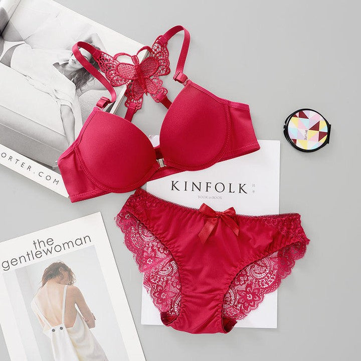 Butterfly Front Open Push Up Bra & Panty Set - My Store