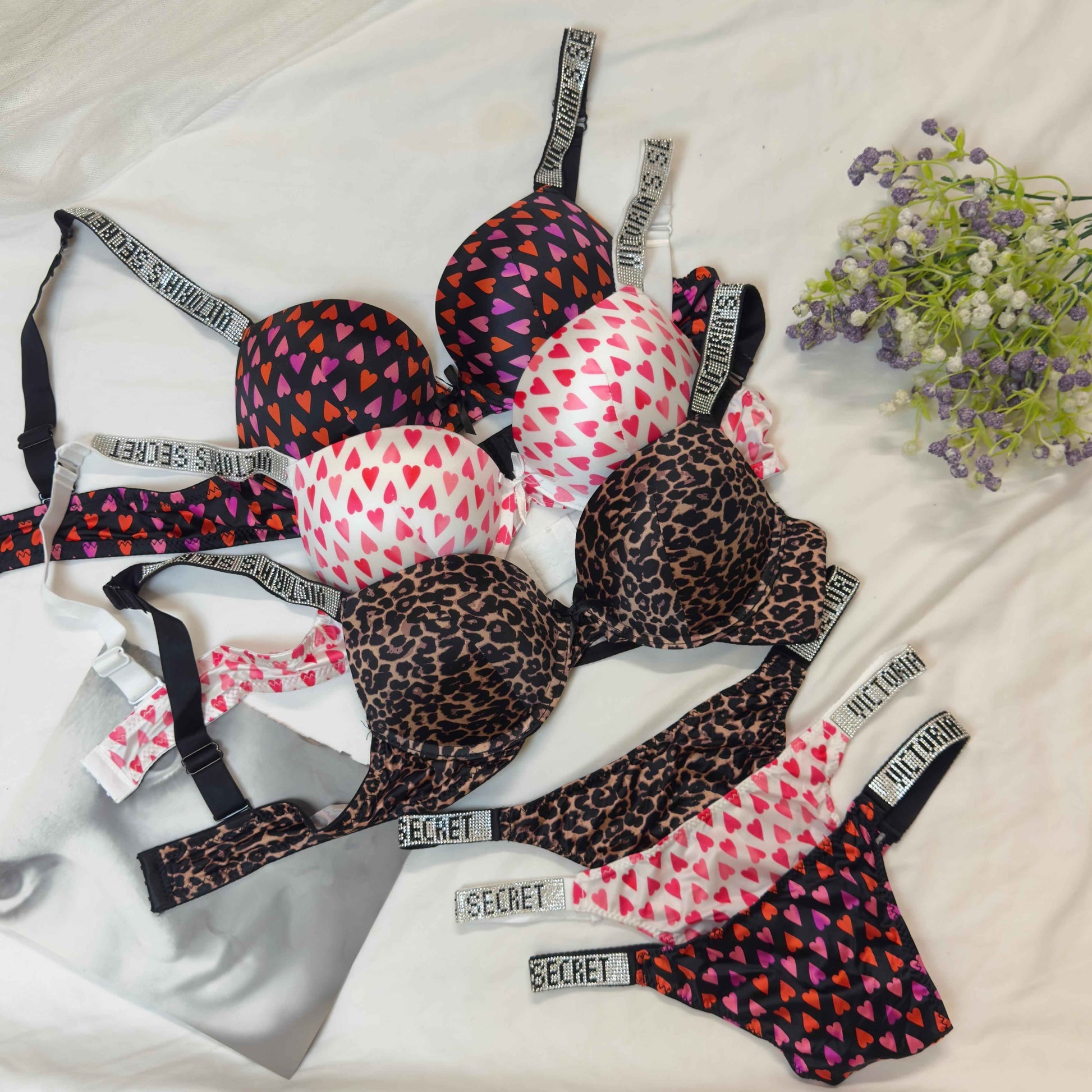 Premium Victoria Secret Hearts Bra Set - My Store