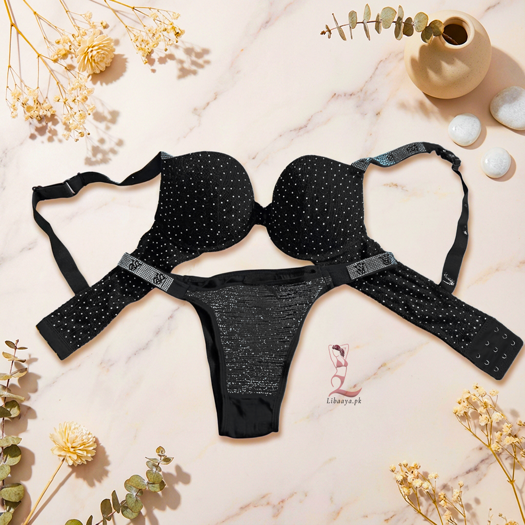 Luxury Sparkle Push-Up Bra & Thong Set - My Store