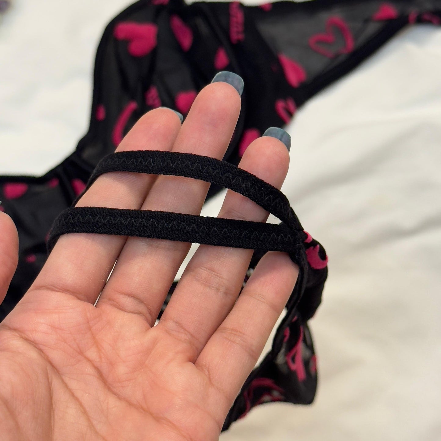 Tulip Net Love Print in Velvet Bra Set