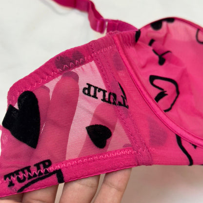 Tulip Net Love Print in Velvet Bra Set