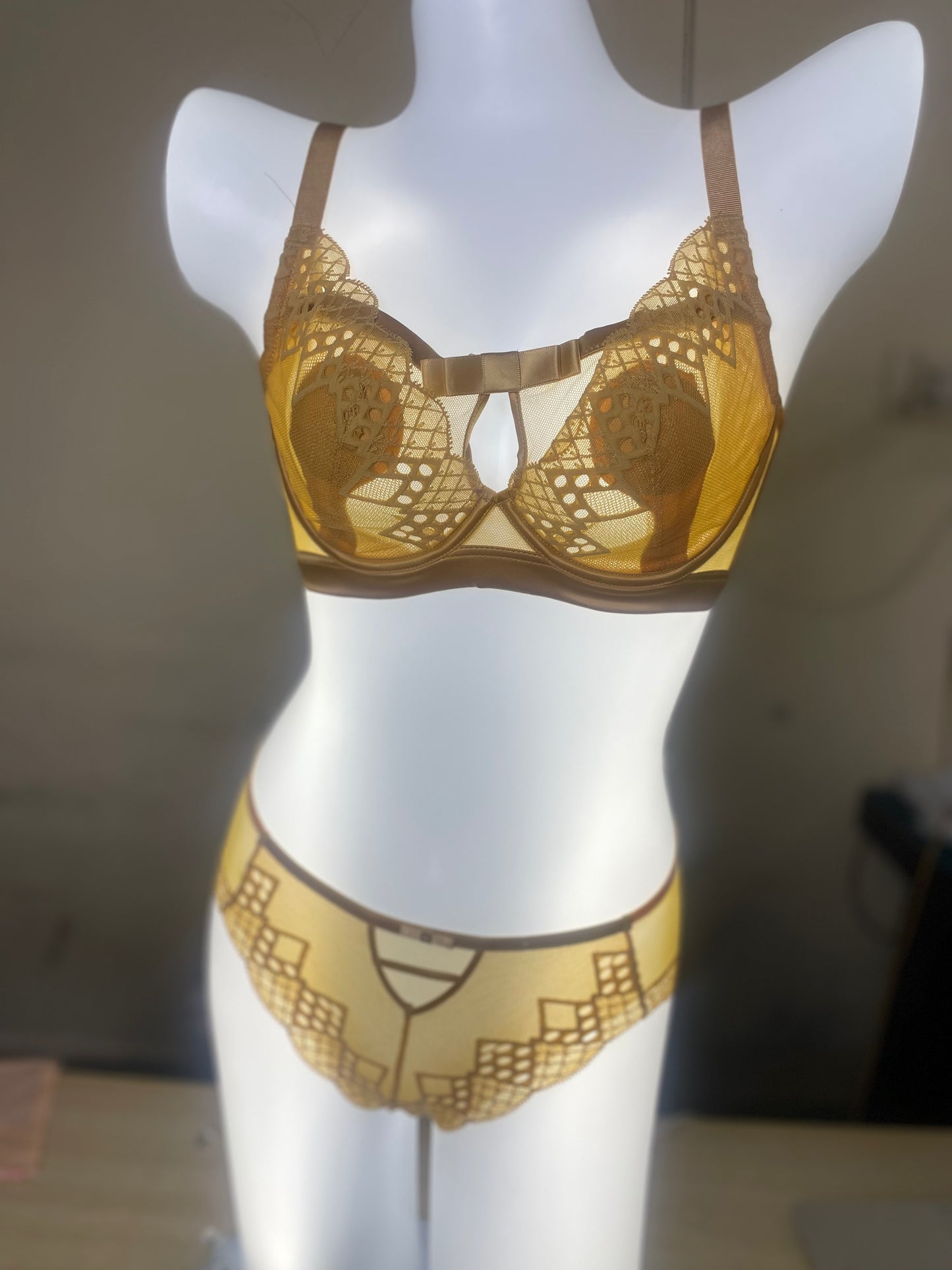 Light Padded Lace Net Bra & Panty Set - My Store