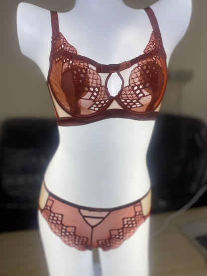 Light Padded Lace Net Bra & Panty Set - My Store