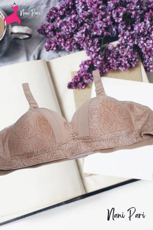 HALF CUP PRINTED PADDED LUXERY BRA - My Store