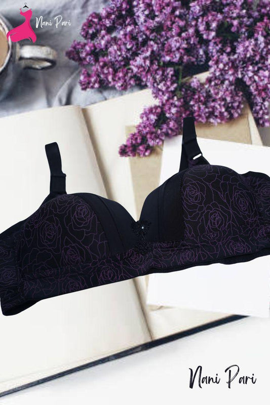 HALF CUP PRINTED PADDED LUXERY BRA - My Store