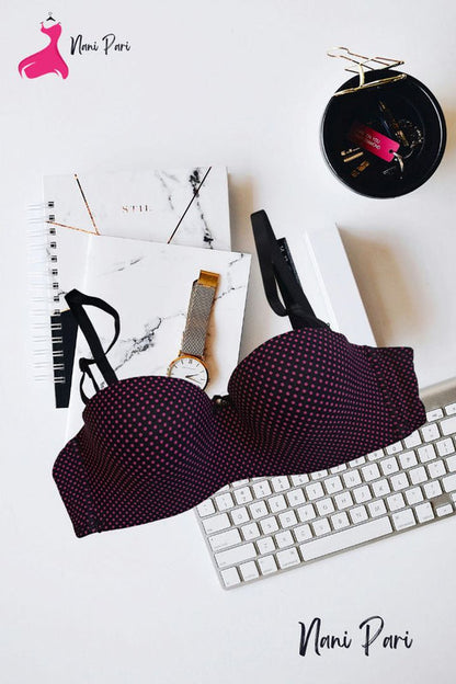 IMPORTED THIN PAD HALF CUP POLKA DOT BRA - My Store