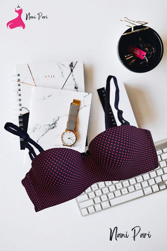 IMPORTED THIN PAD HALF CUP POLKA DOT BRA - My Store