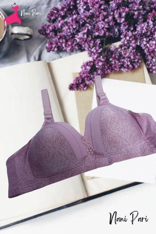HALF CUP PRINTED PADDED LUXERY BRA - My Store