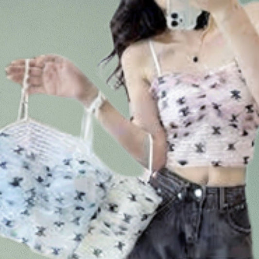 Light Colour Net Padded Top - My Store