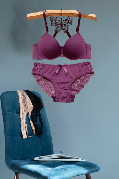 Butterfly Front Open Push Up Bra & Panty Set - My Store