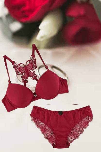 Butterfly Front Open Push Up Bra & Panty Set - My Store