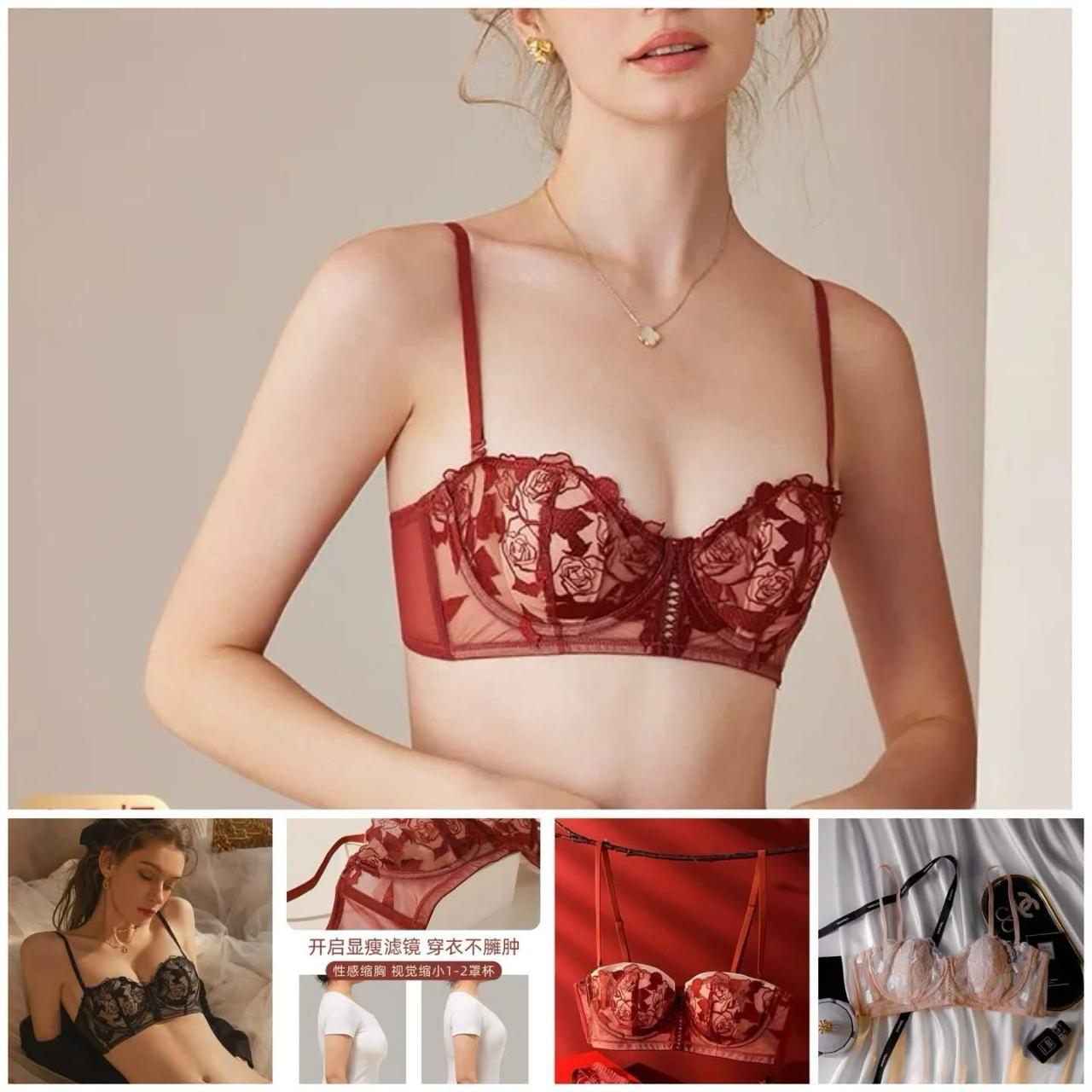 lace Half Cup bra ultra-thin beautiful back bra with soft steel ring - My Store