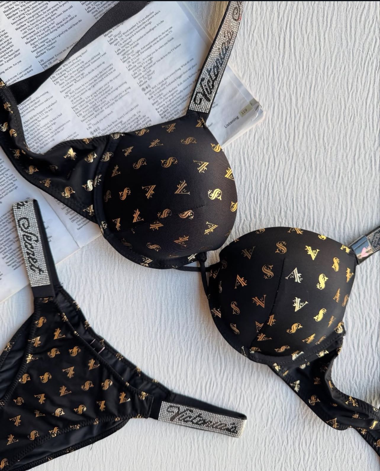 Victoria secret push up rhinestone bra with panty Underwear - My Store