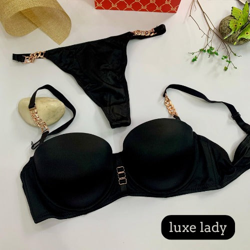 LOOP BUCKLE THIN PAD BRA SET SILK STUFF - My Store