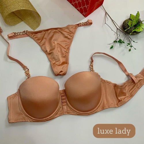 LOOP BUCKLE THIN PAD BRA SET SILK STUFF - My Store