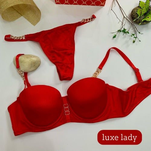 LOOP BUCKLE THIN PAD BRA SET SILK STUFF - My Store