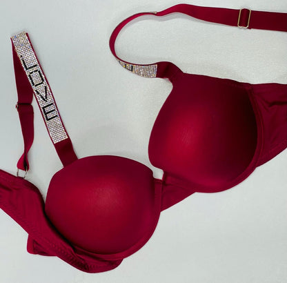 Stone Work Love Strap Padded Bra - My Store