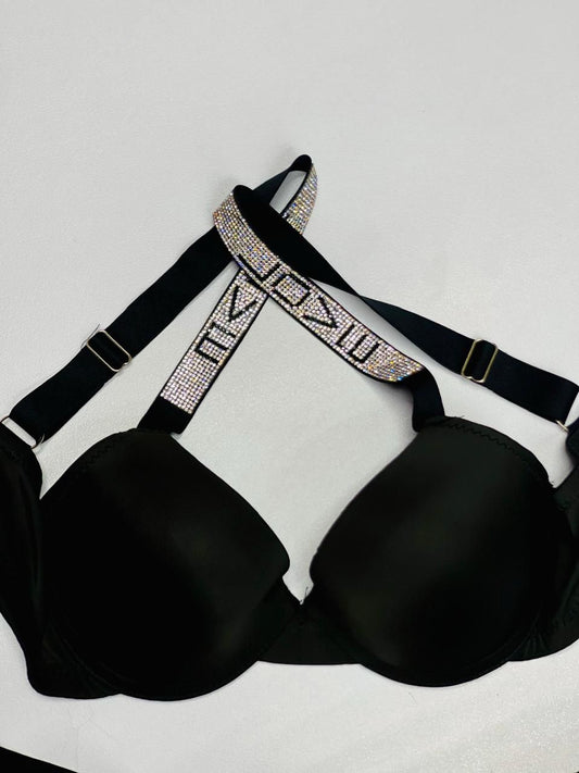 Stone Work Love Strap Padded Bra - My Store
