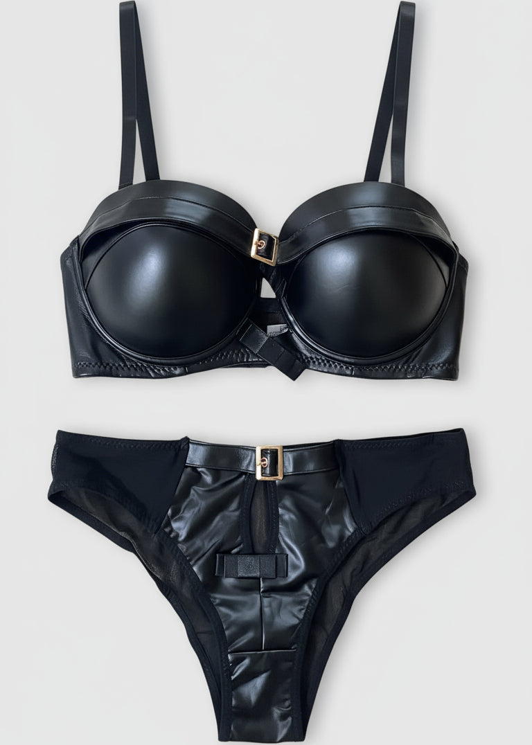 Premium Leather Bra & Panty Set