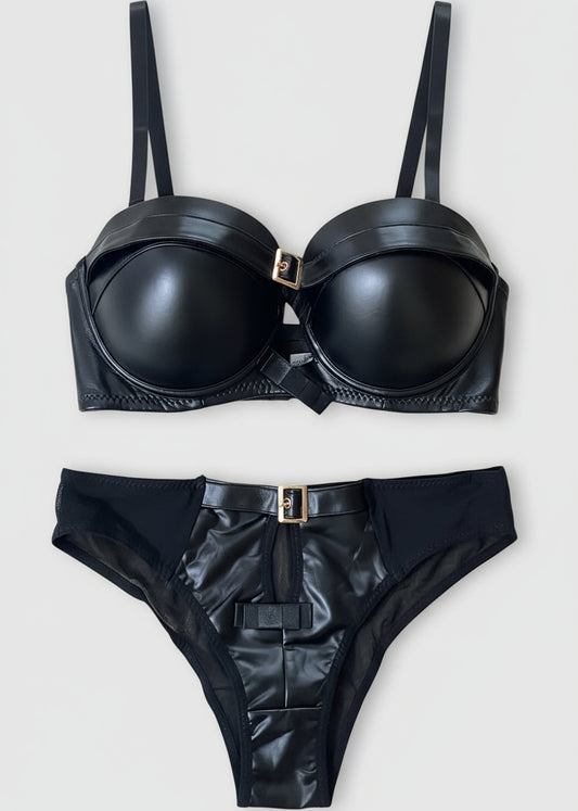 Premium Leather Bra & Panty Set