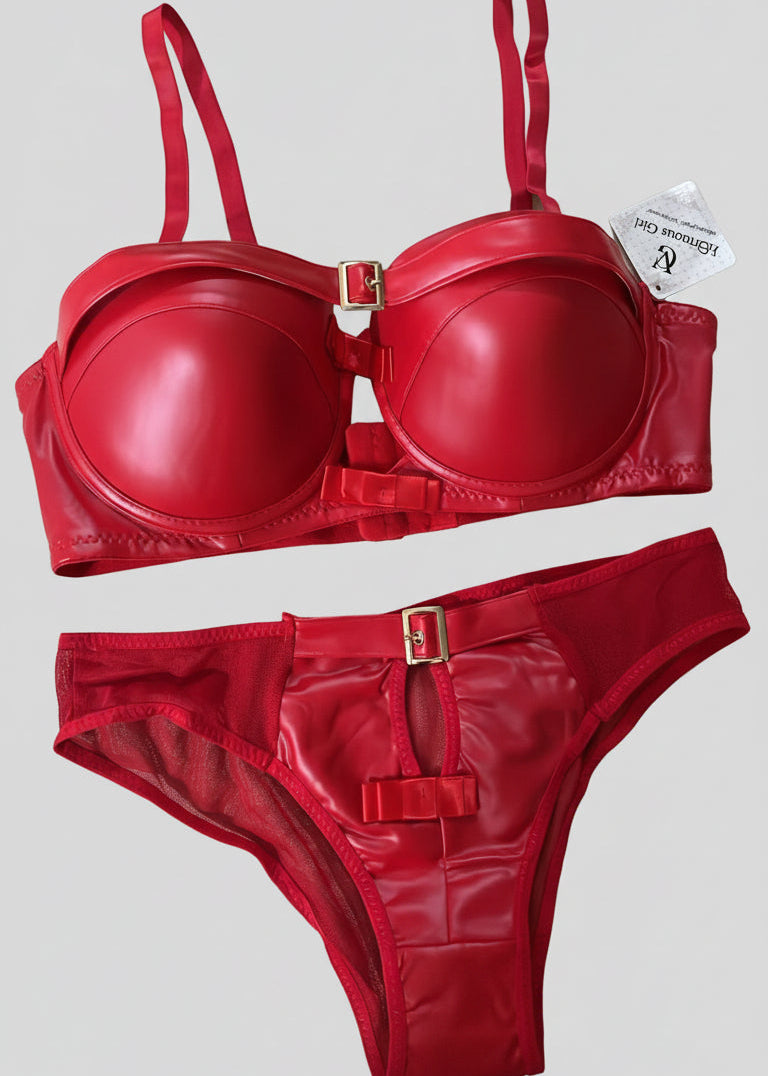Premium Leather Bra & Panty Set