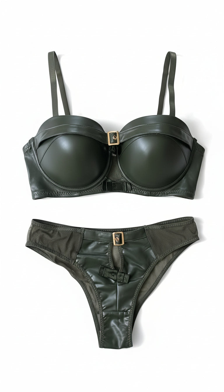 Premium Leather Bra & Panty Set