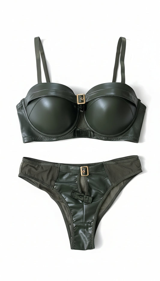 Premium Leather Bra & Panty Set