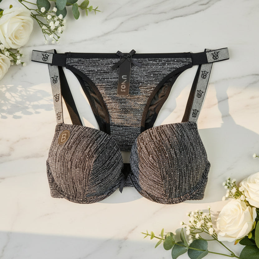 Luxury Sparkle Push-Up Bra & Thong Set - My Store