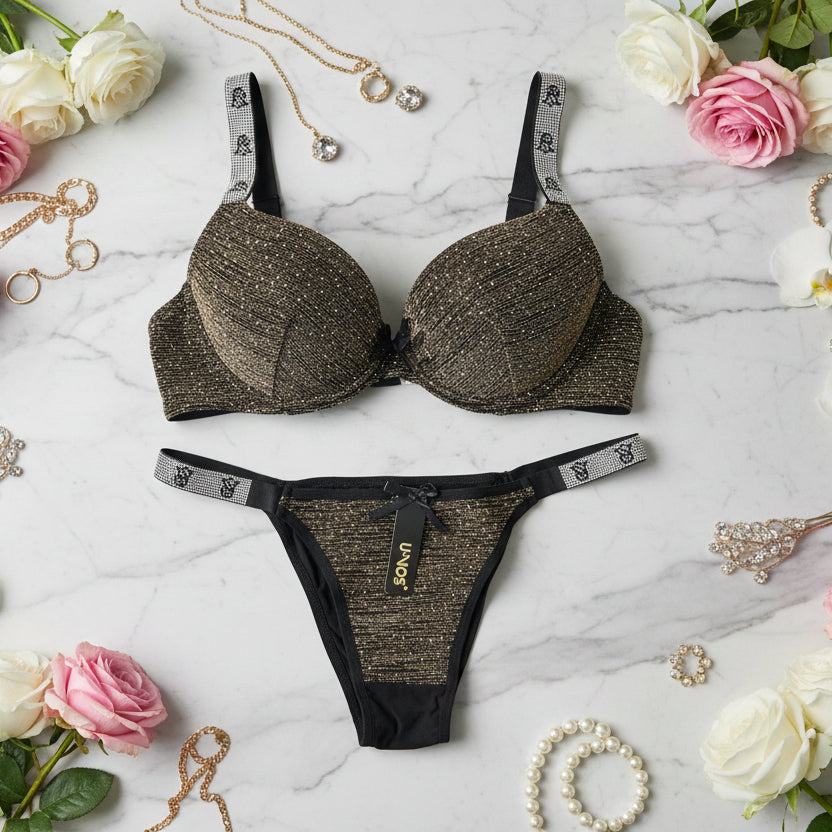 Luxury Sparkle Push-Up Bra & Thong Set - My Store