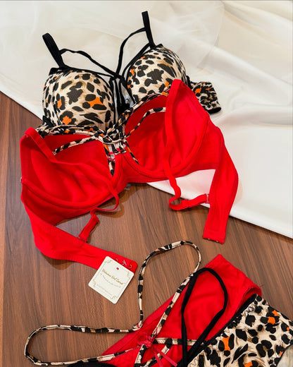 Scarlet Safari Strappy Stylish Bra & Panty Set - My Store